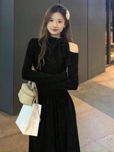 上品なレディースドレス、シンプルな色のストレートスカートノースリーブ、春秋スタイル、エレガントなレディース服、毎日の着用に最適