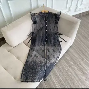 Outer Vest Long Tangan Pendek - Outer Brukat Tile  Premium Terlaris Panjang Rompi