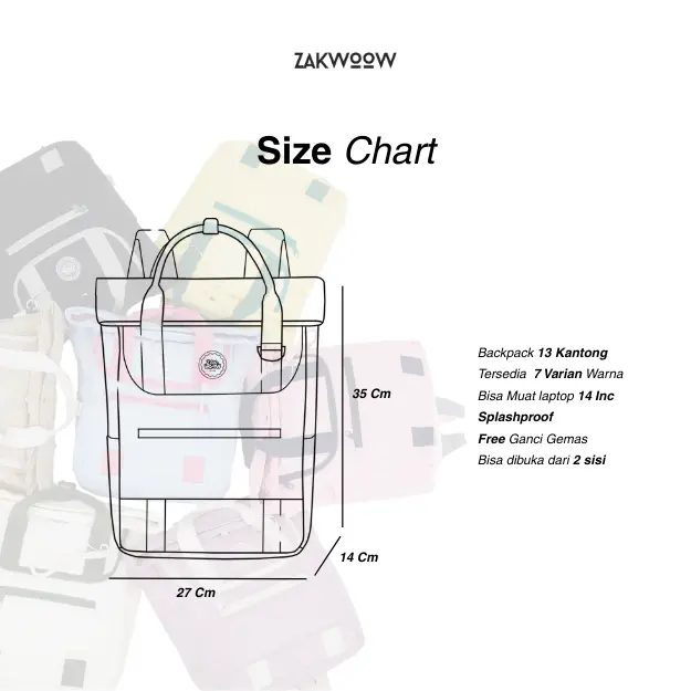 Zakwoowstyle Ruby Backpack FREE GANCI STRAP | Backpack Unisex Multifungsi Bisa di Jinjing 5
