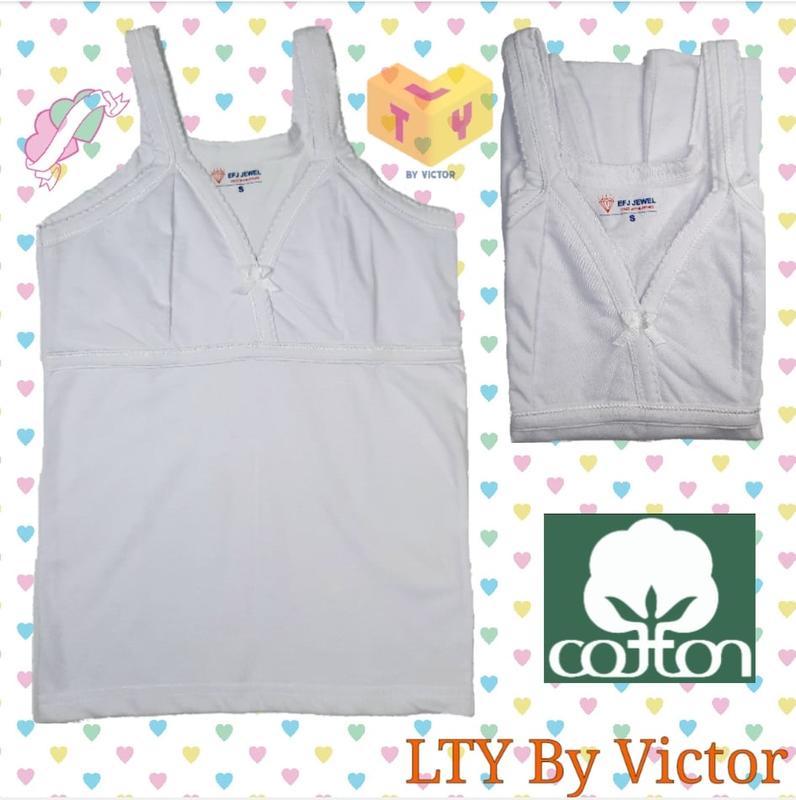 3PCS Lady Sando Bra Cotton White Kids Girls Teens Ladies Adult ( EFJ Jewel )  Plain 1PC / 3PCS Girl Tank Top Inner Uniform 2