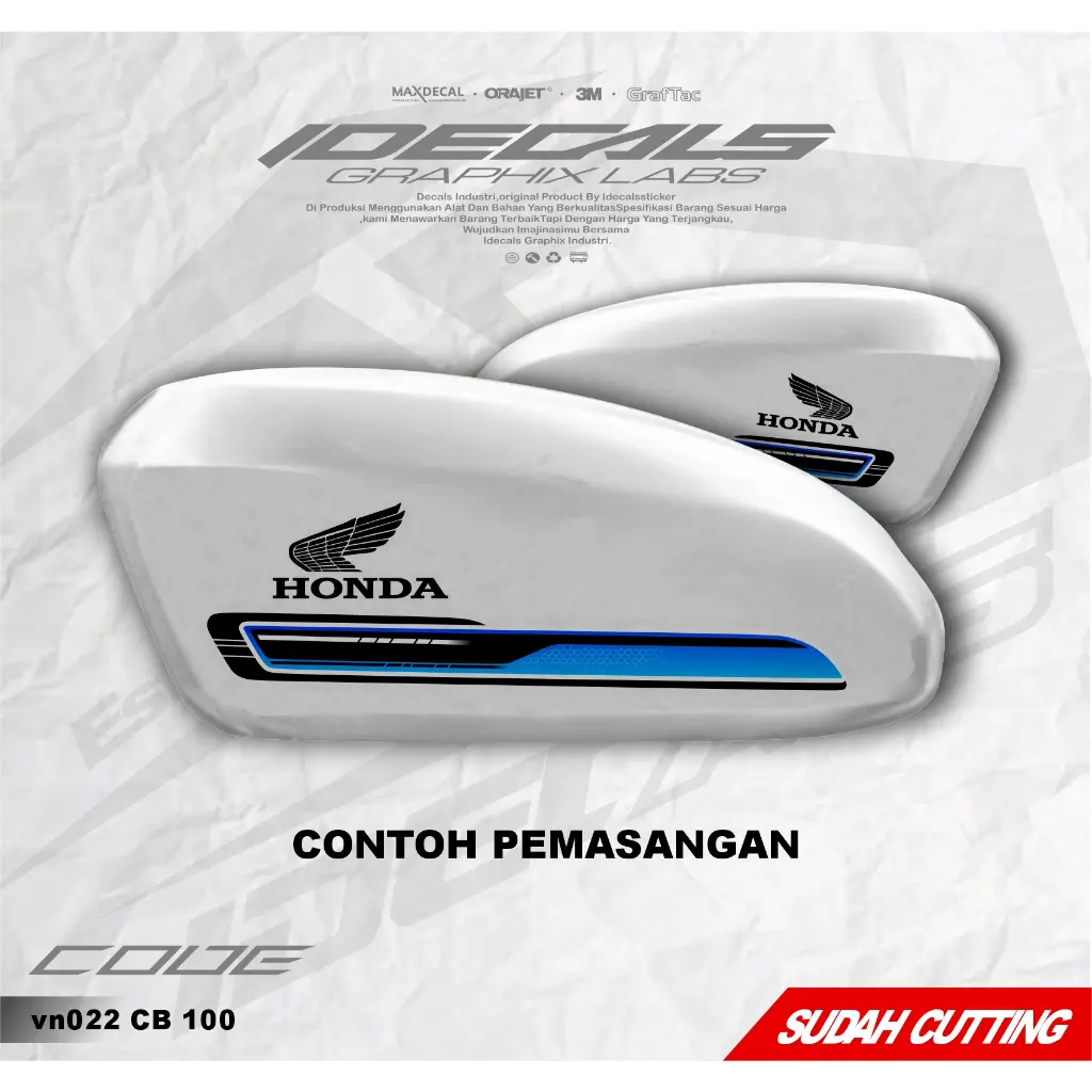 sticker striping motor honda cb100 clasic tema simpel bahan vinyil,chrome,hologram bebas custom ( vn022 )