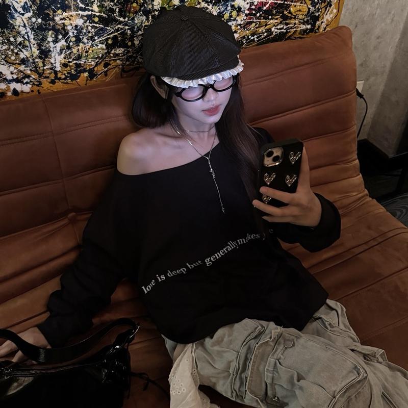 [WOAA.STU] ÁO NỈ// ÁO SWEATER 2DA MỀM TRỄ VAI IN CHỮ ẢNH CHỤP THẬT