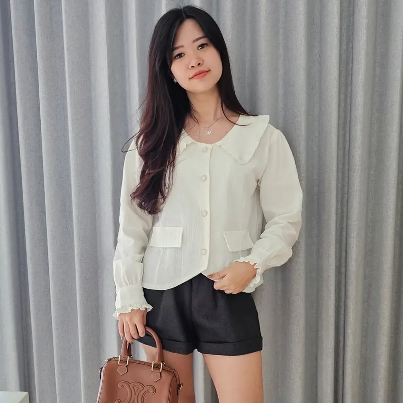 Sohee Top / atasan wanita / kemeja wanita Polos Linen 2
