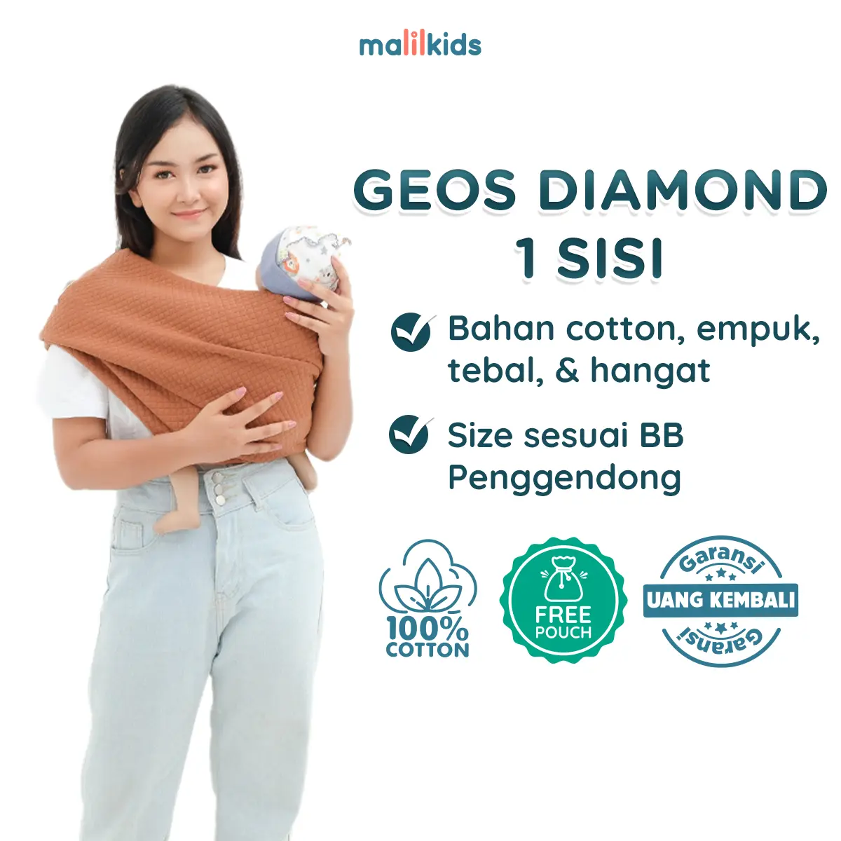 Malilkids Gendongan Bayi Instan Geos Diamond 1 Sisi