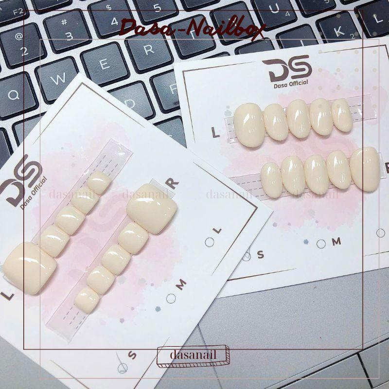  Nailbox chân tay sơn trơn DASA form ngắn màu trắng kem nâng tone da đi học đi chơi đều keo tặng keo dán móng nail  box 