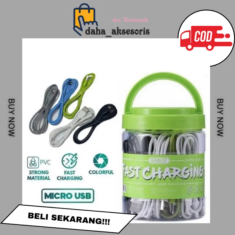 Kabel Data ROBOT RBM100S Micro USB Satuan Original Garansi Resmi 0