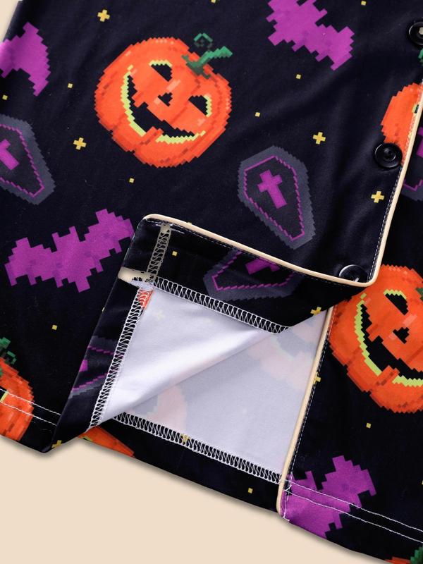 Women's Halloween Themed Pajama Two-piece Set, Casual Comfortable Long Sleeve Top & Pants PJ Set, Ladies Sleepwear for All Seasons 5