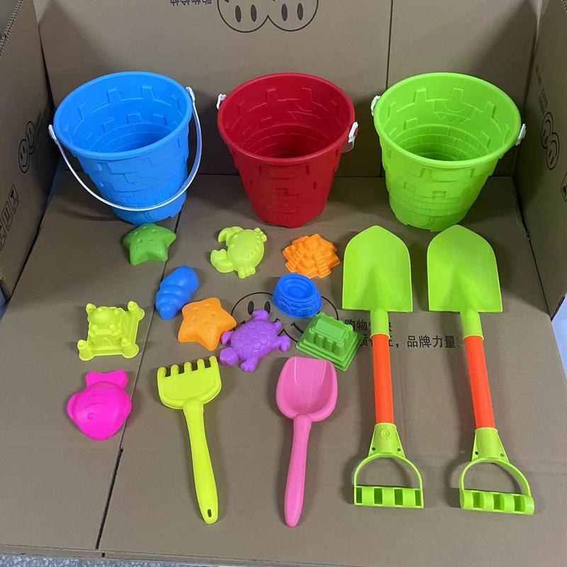 Product Introduction of Children's beach toy set, playing with water and sand, large sand shovel, thick bucket, digging sand, Amazon cross-border new model 14
