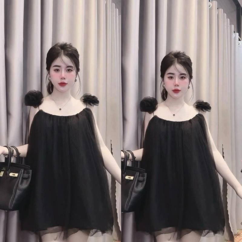 Váy 2 Dây Đính Bông VOAN Dáng Xoè Ren Lưới - Cho Nàng Đi Tiệc - Váy Dự Tiệc Nữ Women-N5