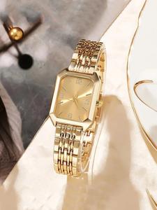 Reloj de cuarzo elegante para mujer con esfera cuadrada, diseño moderno, perfecto para profesionales de negocios, reloj para uso diario, accesorio versátil