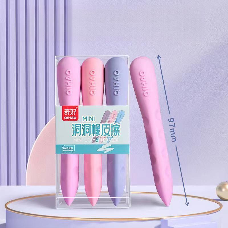 Jumbo Grip Correction Erasers - 6-Pack Non-Toxic Hole Design Pencil Erasers for Kids, Anti-Breakage Writing Tools for Elementary Students, Fun Shapes Classroom Supplies 5
