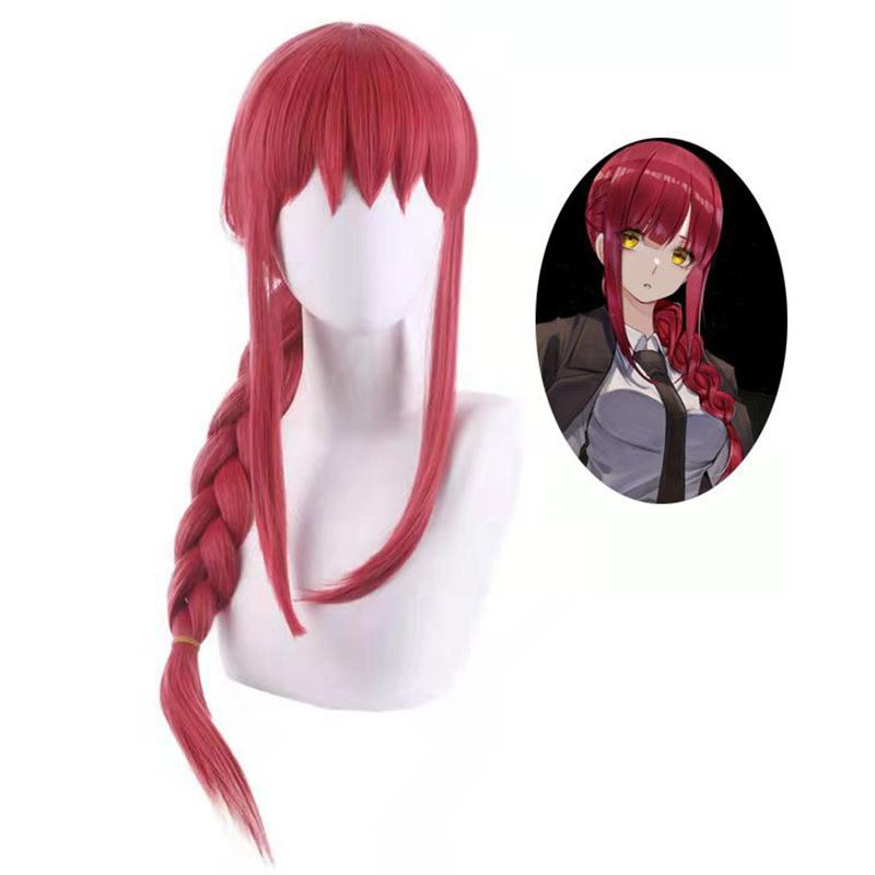 Phụ Kiện Tóc Giả Hóa Trang Anime Makima, Dành Cho Nữ, Cosplay Người Máy Cưa Xích, Tóc Tổng Hợp Bện Thẳng Dài, Thích Hợp Cho Halloween, Tóc Giả Dự Tiệc Nhập Vai Màu Đỏ 0