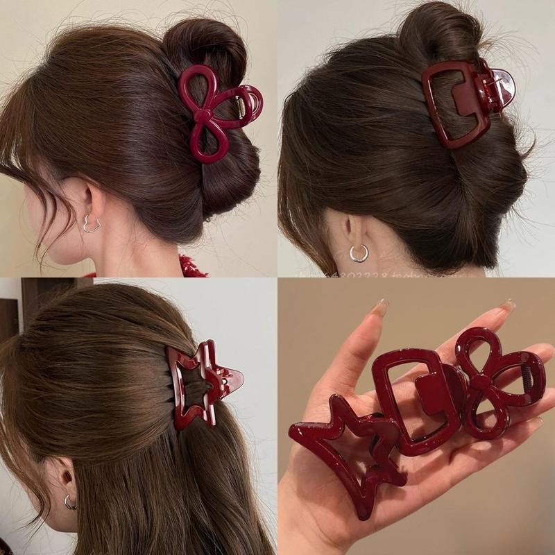  Kẹp Tóc Càng Cua Màu Đỏ Hàn Quốc AncoLa Phụ Kiện Tóc Đơn Giản Và Thanh Lịch Dành Cho Phụ Nữ Và Trẻ Em Gái Phù Hợp Với Mọi Loại Tóc 