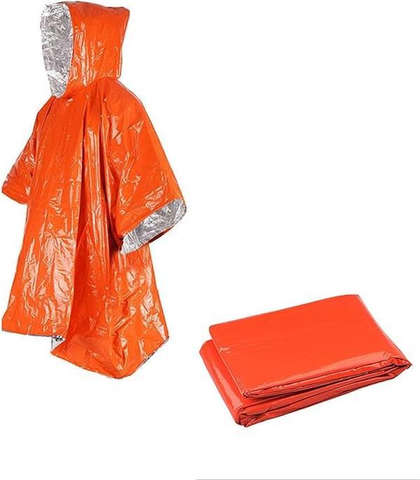 Pack De 4 Ponchos De Pluie D'urgence – Réutilisables, Avec Capuche – Couleur Orange Fluo