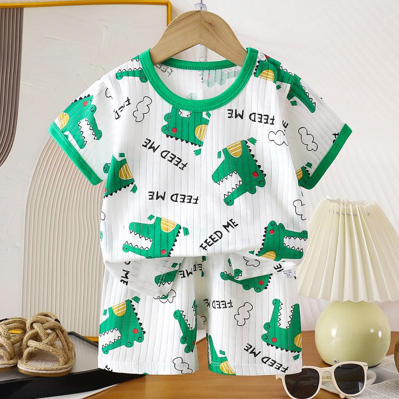 Bộ Đồ Ngắn Tay Cho Trẻ Em, Quần Áo Cotton Mùa Hè Cho Bé Gái, Bộ Hai Mảnh, Phong Cách Hàn Quốc, Cho Bé Trai Và Trẻ Em, Áo Phông thun lạnh petit  bộ đồ nam cho bé trai 7