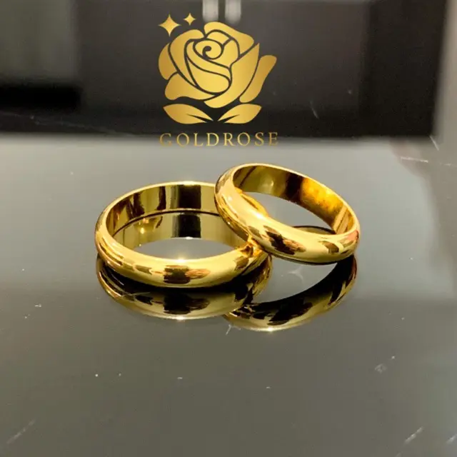 Cincin couple Titanium polos Lapis Emas18k [HARGA SATUAN] ANTI KARAT cincin pasangan tunangan nikah cincin cincin  platinum 2