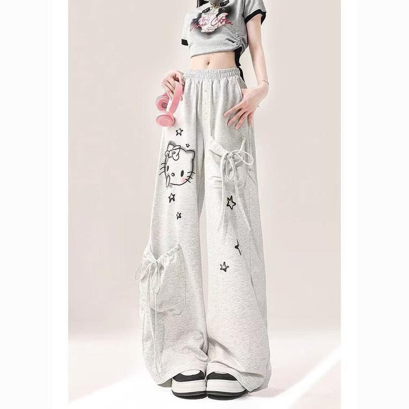 Product Introduction of Hello Kitty Quần Thường Ngày Dopamine, Màu Xám, Dành Cho Nữ, Hàng Mới Về Mùa Hè 2024, Dáng Rộng Vừa Vặn, Ống Đứng, Quần Nữ, Làm Bằng Quần Jean Denim 2