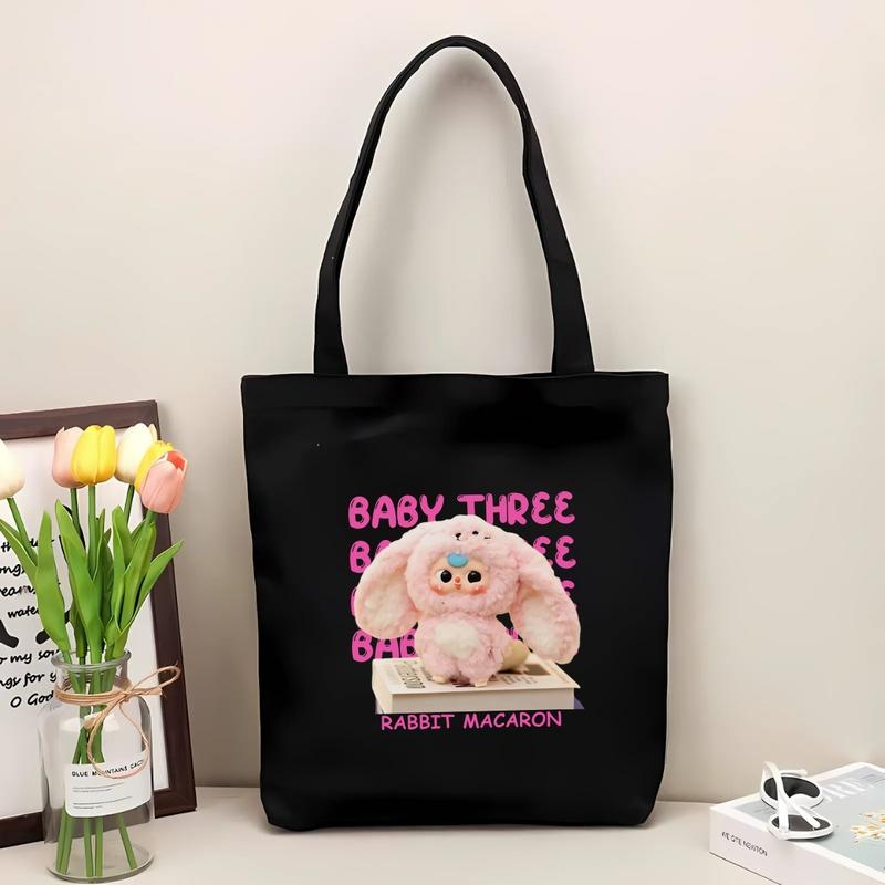 Túi Baby Three, Túi tote in hình Baby Three có khoá kéo và túi phụ - Túi vải canvas đi học, đi chơi - TOTE05 Nữ Bag Chữ Nhật Đeo Vai  Cotton