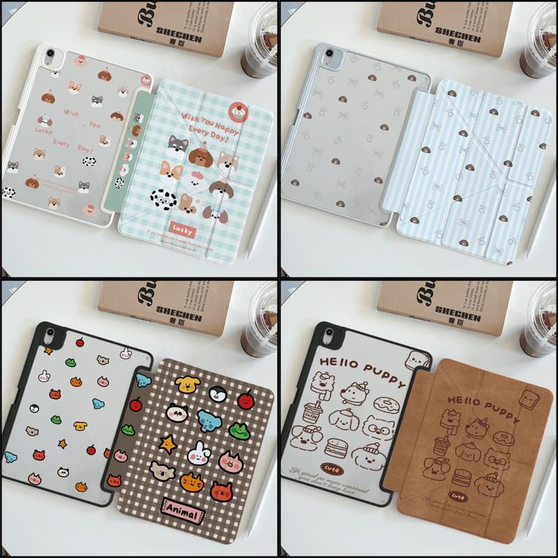 Bao da iPad in hình cute 3D, hoạt hình dễ thương, màu pastel, chống ố, nắp gập thông minh cho Gen 7/8/9, Air 4/5/6, Pro 11/12.9, Mini 6/7.  Ốp lưng cho iPad Case Phụ Kiện Kem