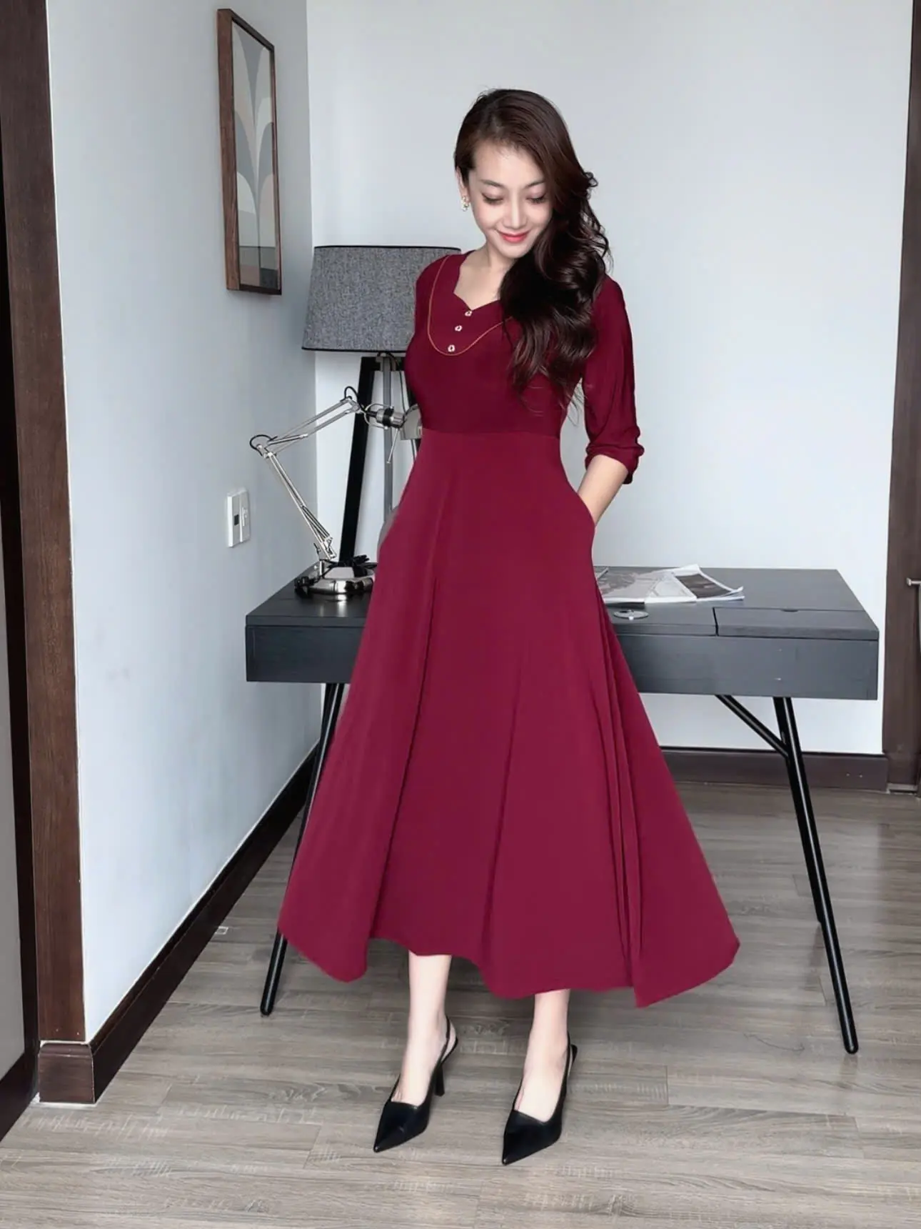 [ Giá Tận Xưởng ] Đầm Trung Niên Cho Mẹ Cao Cấp Bigsize, Đầm Thiết Kế Sang Trọng, Trẻ Trung MÃ 21