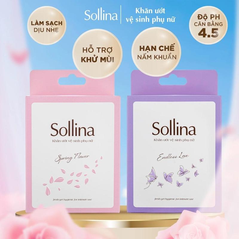 [CHỈ LIVESTREAM] Combo 2 Hộp Khăn Giấy Ướt Vệ Sinh Vùng Kín Phụ Nữ Sollina - 20 gói/hộp Women