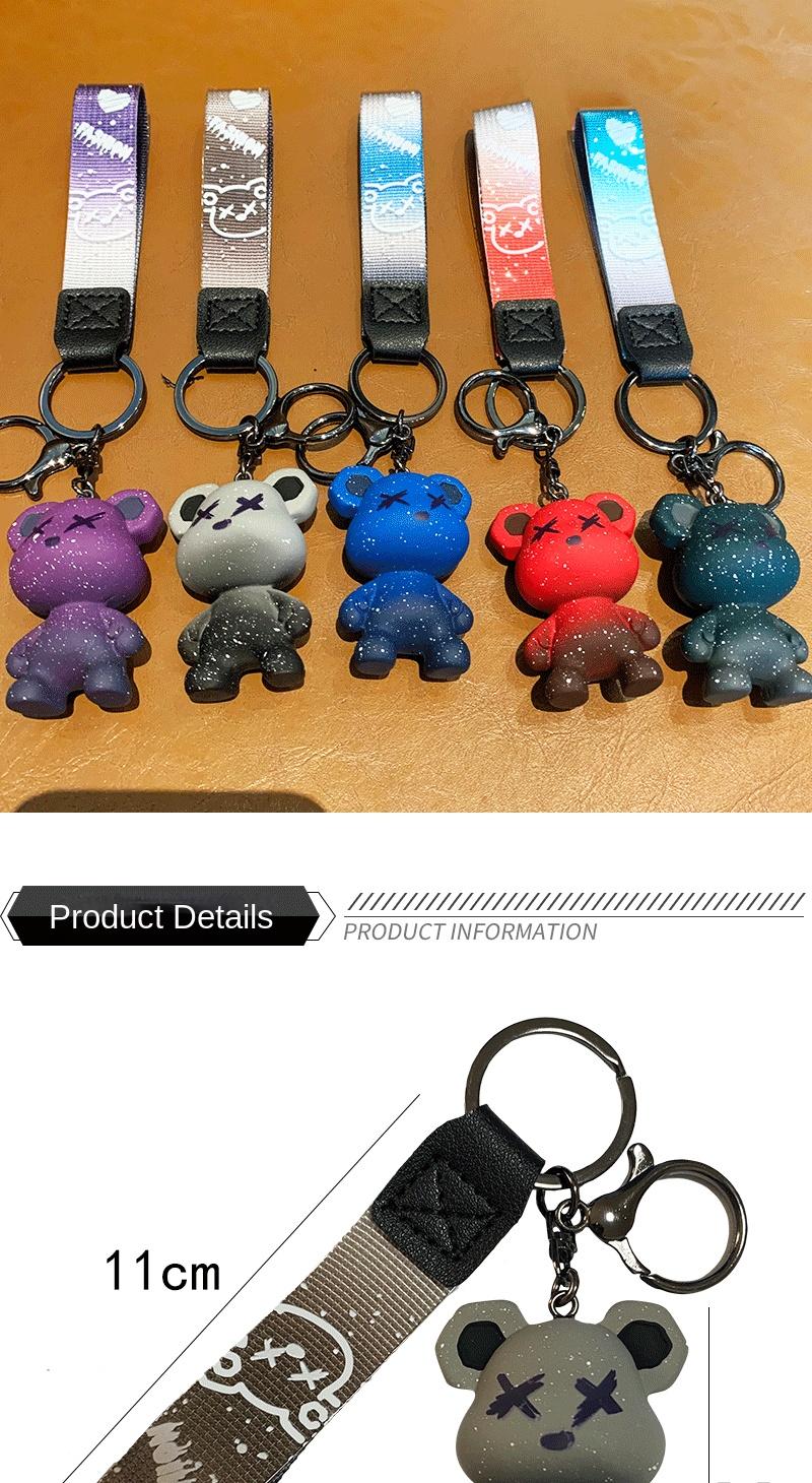 Product Introduction of Creative Starry Sky Color Changing Bear Keychain Wholesale Fashion Couple Car Key Chain Female Exquisite Ins Handbag Pendant 0