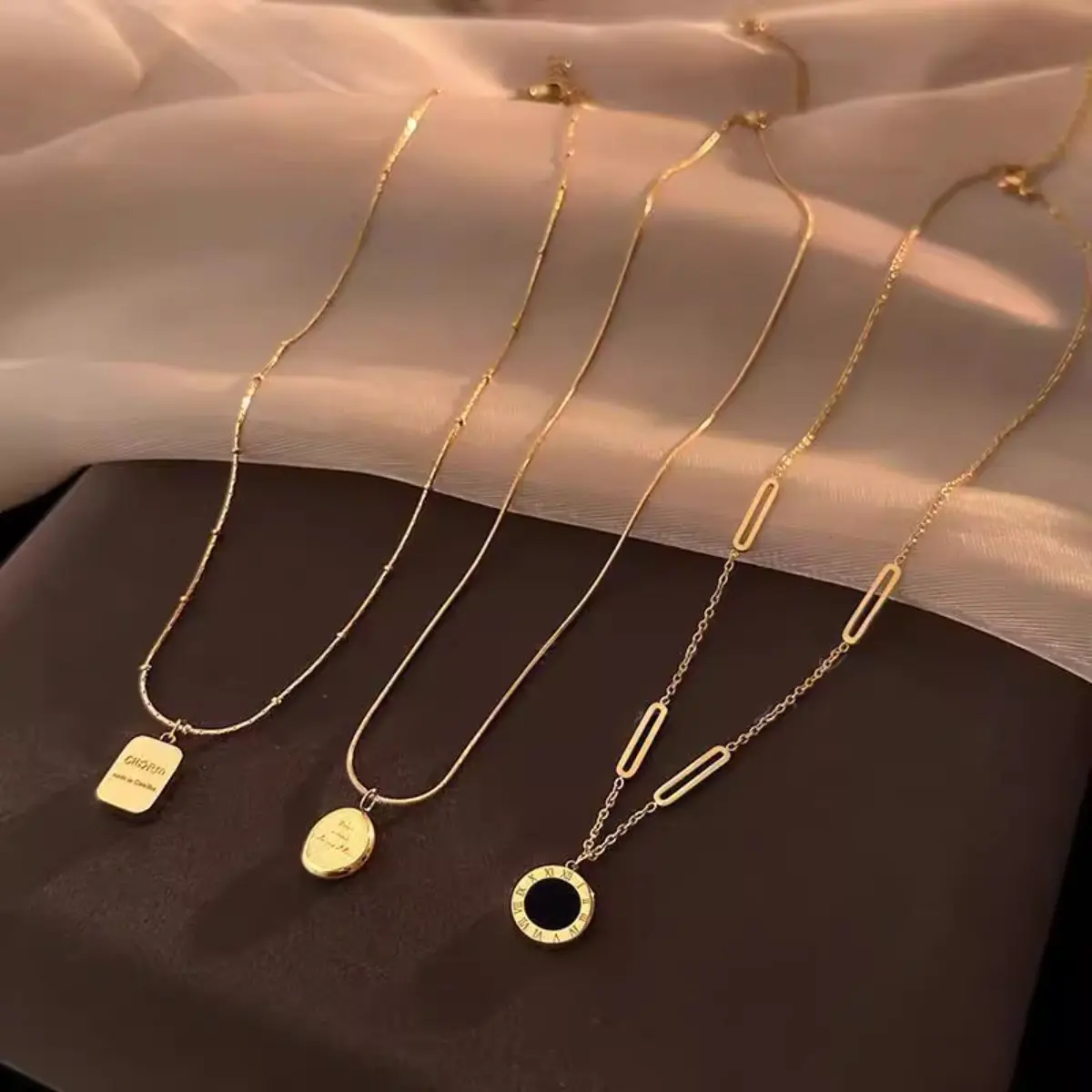 68 Styles Titanium Steel Necklace Female Personality Simple Heart Butterfly Clover Necklace Accessories Gift
