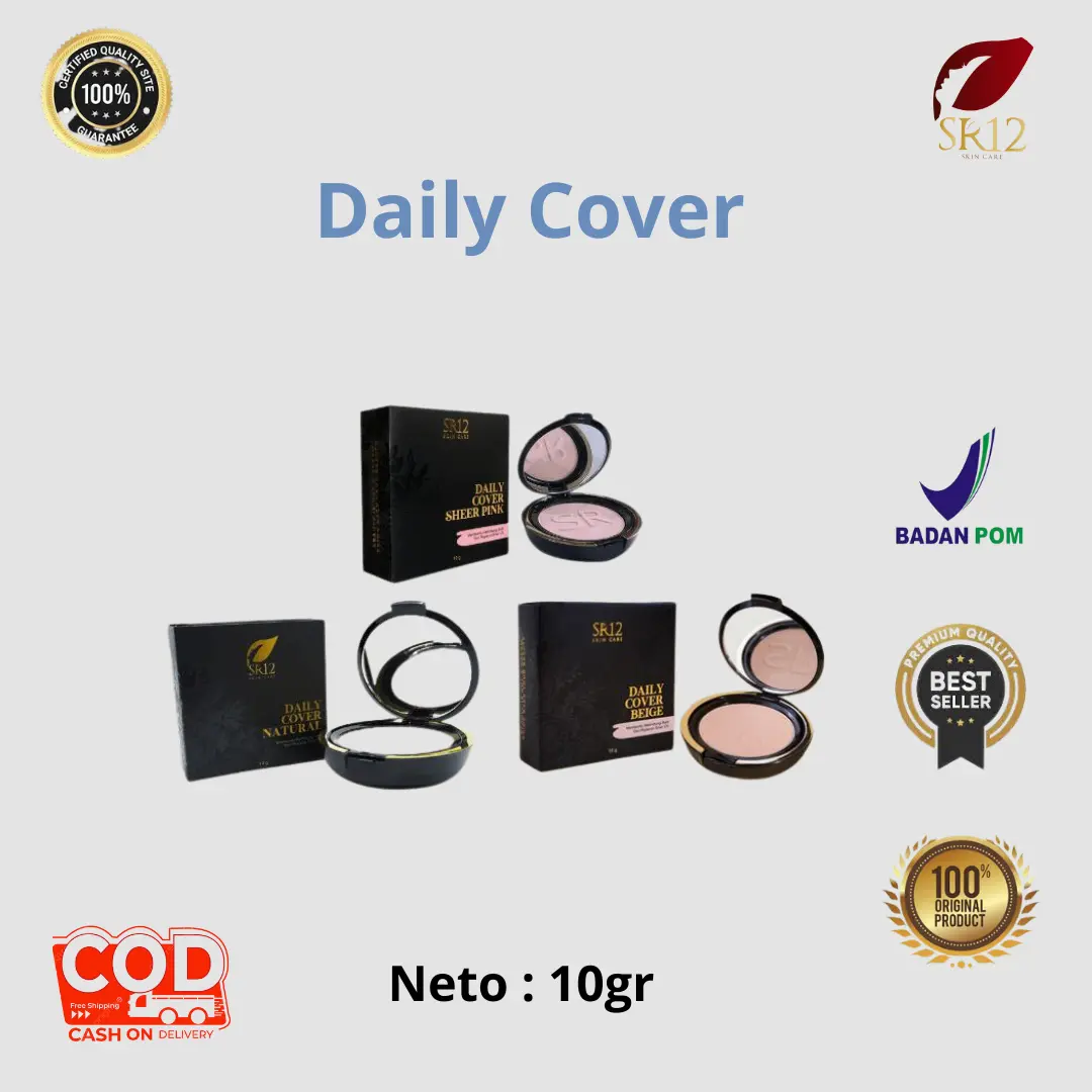 SR12 Daily Cover Natural/Bedak padat Tahan Lama Powder