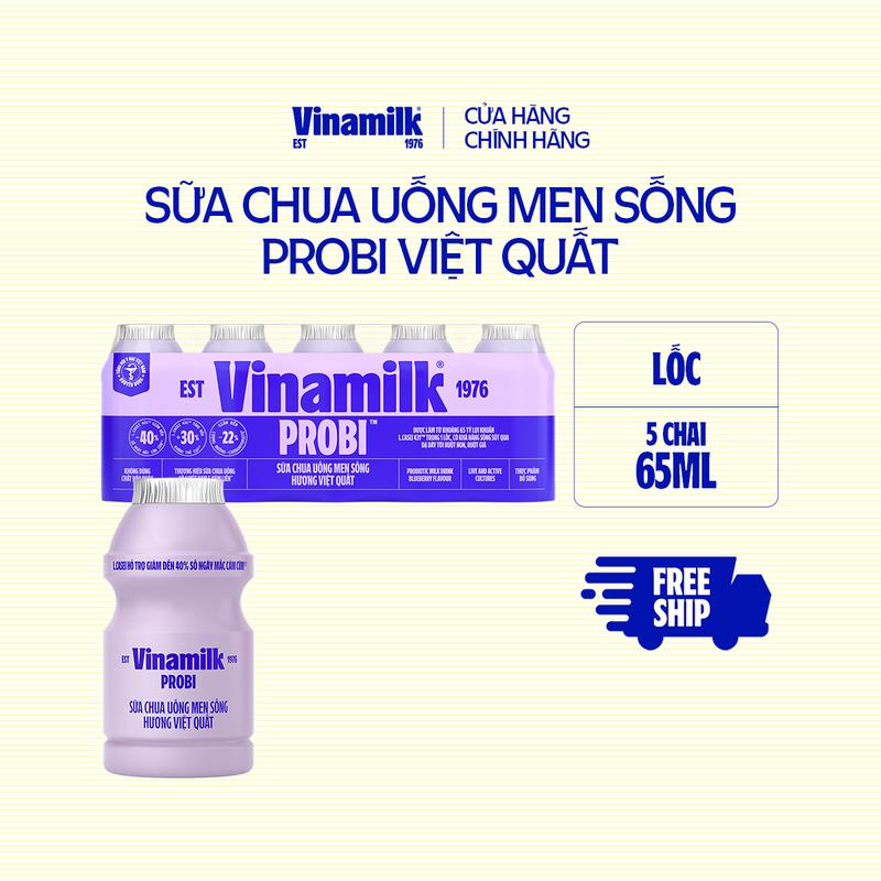 CHỈ GIAO THÀNH PHỐ LỚN BÁN KÍNH 10KM 5 lốc Sữa chua uống Probi Việt Quất -chai 65ml 25 chai