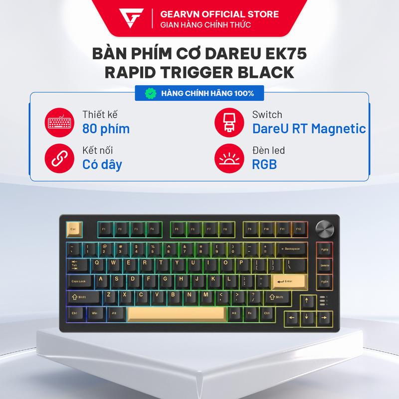 Bàn phím cơ DareU EK75 Rapid Trigger Black