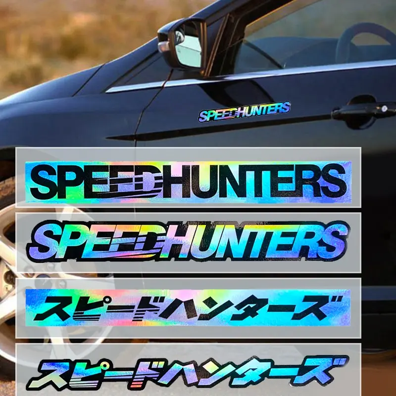 1 Pcs SPEEDHUNTERS/Speed Hunters Reflective Car Stickers Personalized Laser Decals, Black