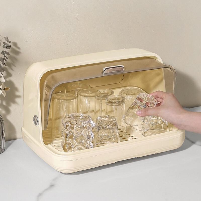 Hộp bảo quản cốc để bàn Có nắp , Giá Úp Bình Sữa , Giá Úp Chén Đĩa Ly Cốc Có Nắp Đậy Trong Suốt Khay Đựng Nước Dễ Dàng