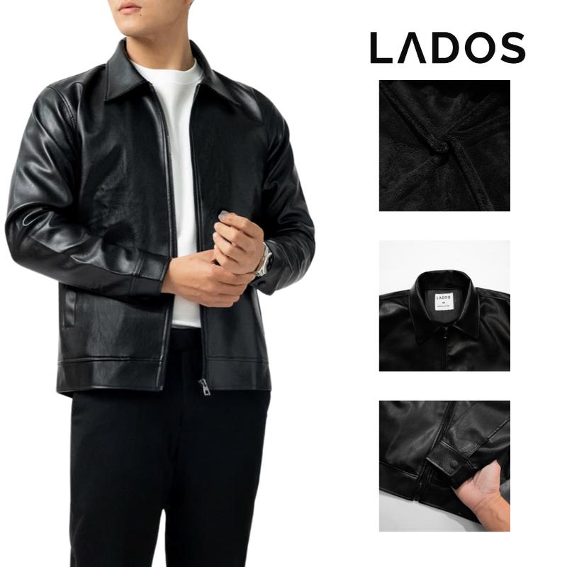 Áo khoác da nam đen PU nhập khẩu cao cấp lót lông dày dặn, LADOS - 22119 giữ ấm tốt, bền bỉ, mạnh mẽ nam tính