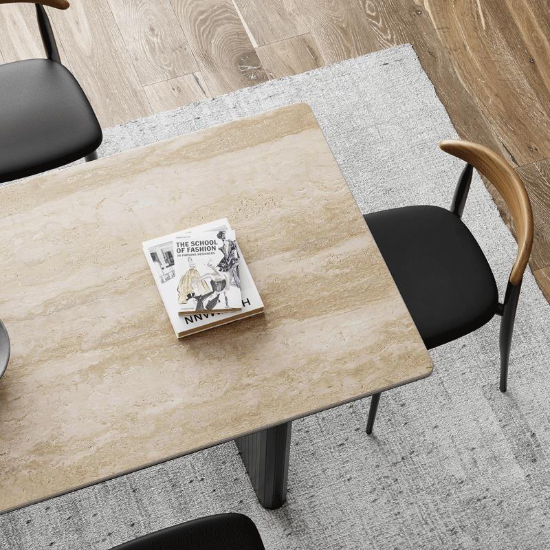 Dining Table Sintered Stone Set Simple Home  Meal Designer High-End Imported Rectangular Rectangular Hole Simple Design Square 3