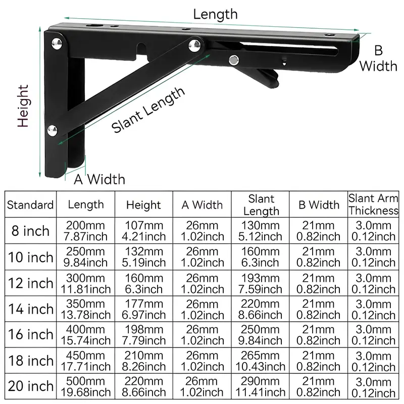 L-shaped Foldable Shelf Bracket, 1 Pair DIY Folding Bracket Accessory, Furniture Hardware Accessories for Home Office 1