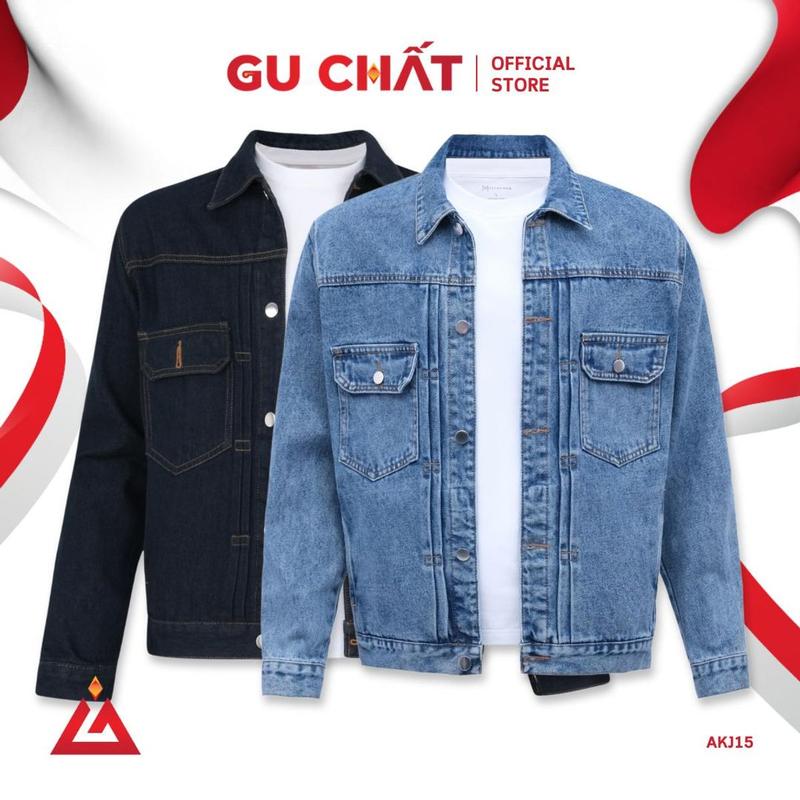 Áo Khoác Jean Nam, Năng Động, Thời Trang, Cá Tính, Dễ Phối Đồ, AKJ15 - GU CHẤT | Denim Menswear Jacket Có Cổ 0