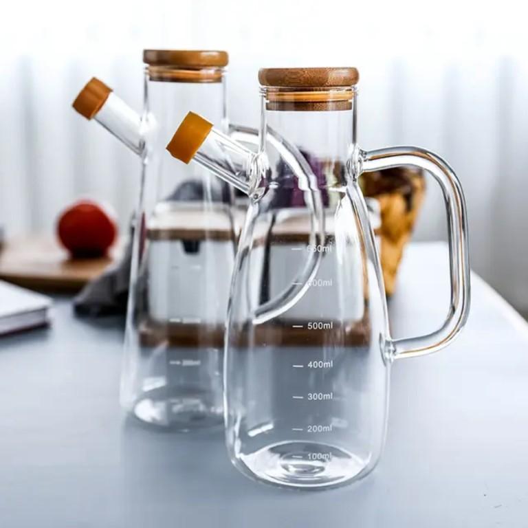 Product Introduction of Botol Minyak Goreng Borosilicate Glass Wadah Kaca Oil Pot Leak Proof Tutup Kayu 700 ML 8
