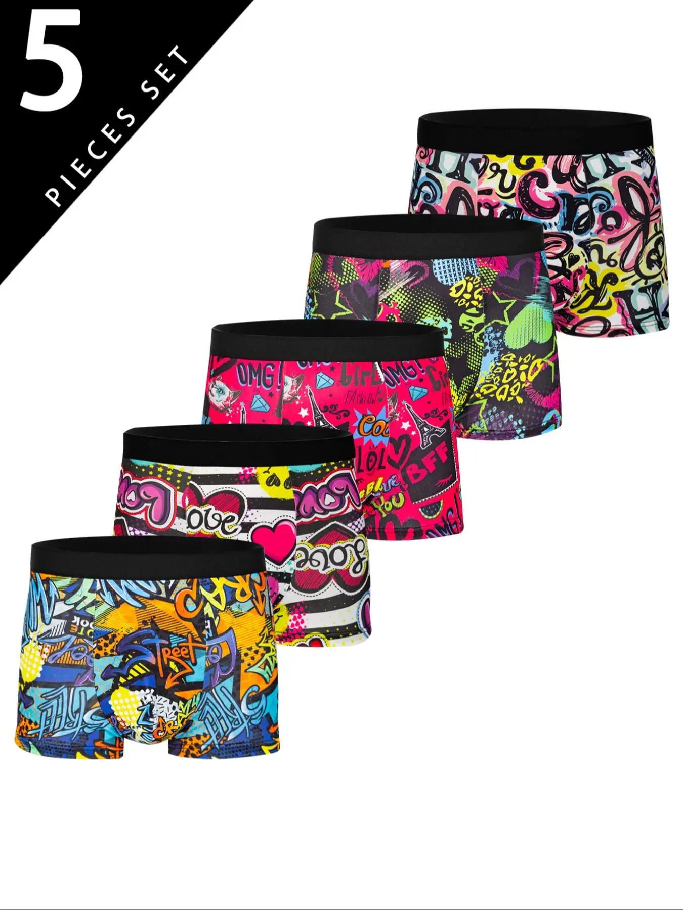 Men's All Over Print Boxer Brief, Casual Comfy Breathable Underwear for Daily Wear, Mens Undergarments for All Seasons