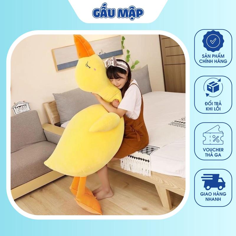 Gấu Bông Vịt Trầm Cảm Đáng Yêu, Thú Nhồi Bông Gối Ôm Con Vịt Mệt Mỏi Mền Mịn Cao Cấp - Gấu Mập