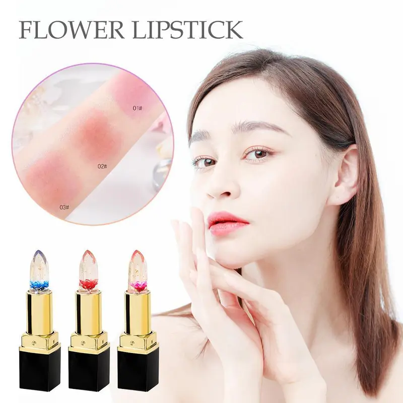 Son Môi Hoa Thạch Trong Suốt, Màu Nhiệt Độ, Dưỡng Ẩm Môi, Son Dưỡng Môi Hoa Hồng Trang Điểm, P5Y1 6