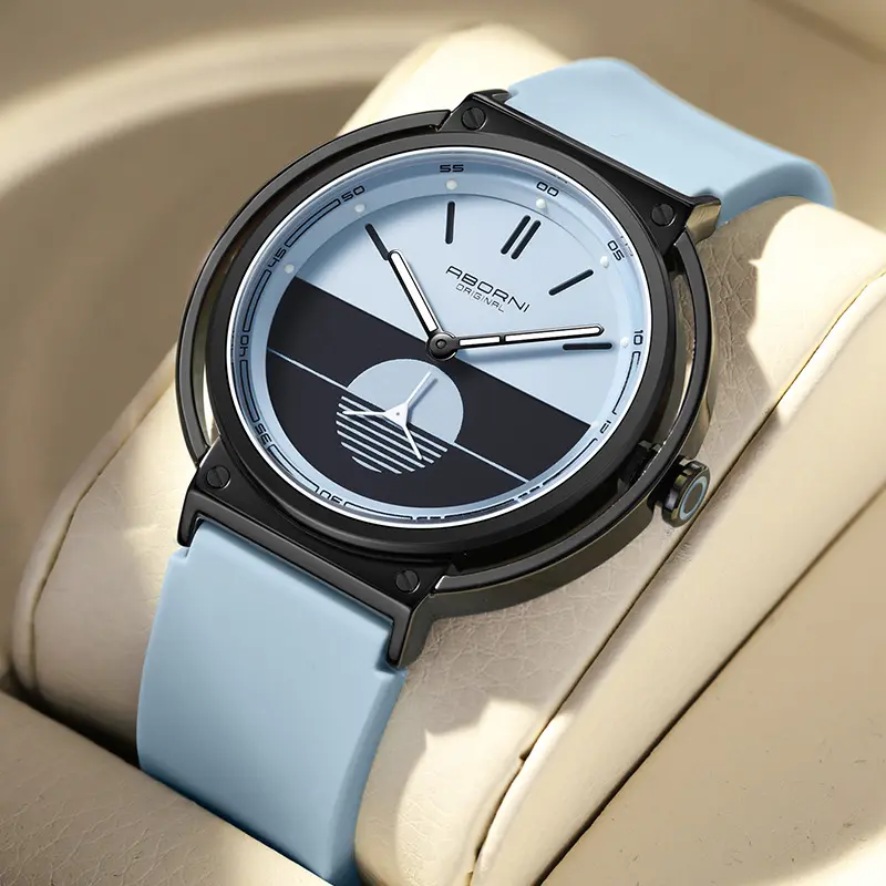 Men's Designer Model Watch Fashion Sunrise Series Watch Silicone Band Quartz Watch Popular Korean Style Student Watch
