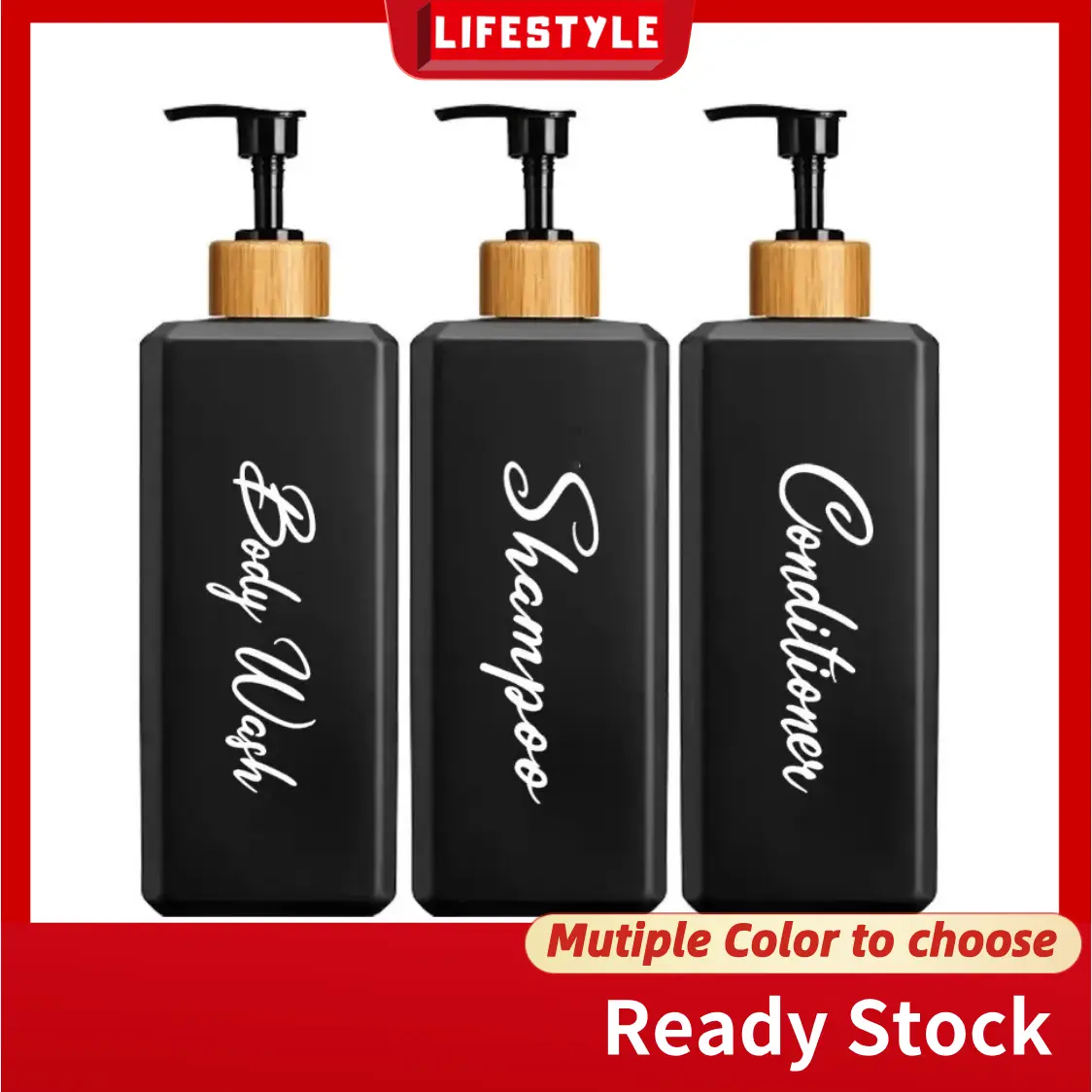 LIFESTYLE 🔥Good quality🔥Bathroom Shampoo Shower and Body Wash Dispenser with Pump Liquid Refillable Bottle