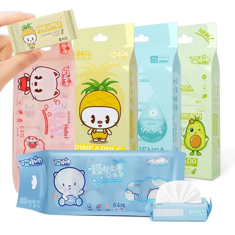 Set 8 Khăn ướt mini, Giấy ướt mini bỏ túi du lịch tiện lợi 1 gói to gồm 8 gói nhỏ