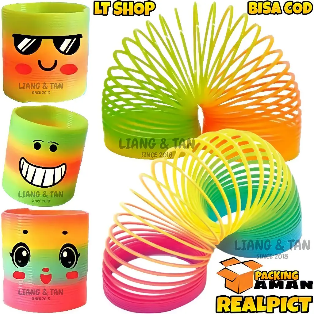 ( BISA COD ) PROMO Mainan Anak Magic Spring Slinky Rainbow Pelangi Emoticon Emotikon Emoji LUCU / Mainan Yoyo Cincin / Mainan Edukasi Anak / Mainan Anak Laki Laki / Mainan Anak Perempuan SNI Murah