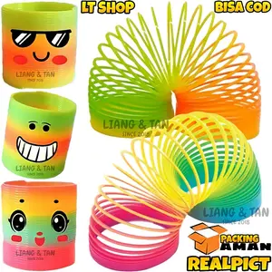 ( BISA COD ) PROMO Mainan Anak Magic Spring Slinky Rainbow Pelangi Emoticon Emotikon Emoji LUCU / Mainan Yoyo Cincin / Mainan Edukasi Anak / Mainan Anak Laki Laki / Mainan Anak Perempuan SNI Murah