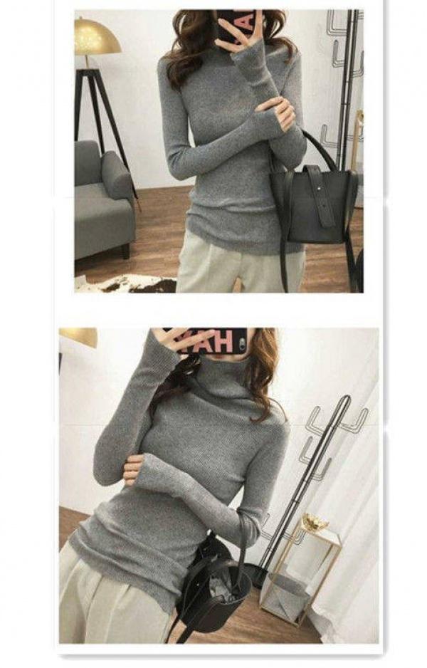 Product Introduction of Áo Len Cổ Lọ Màu Trơn Phong Cách Hàn Quốc, Áo Len Mỏng, Áo Len Mỏng, Áo Dưới 19
