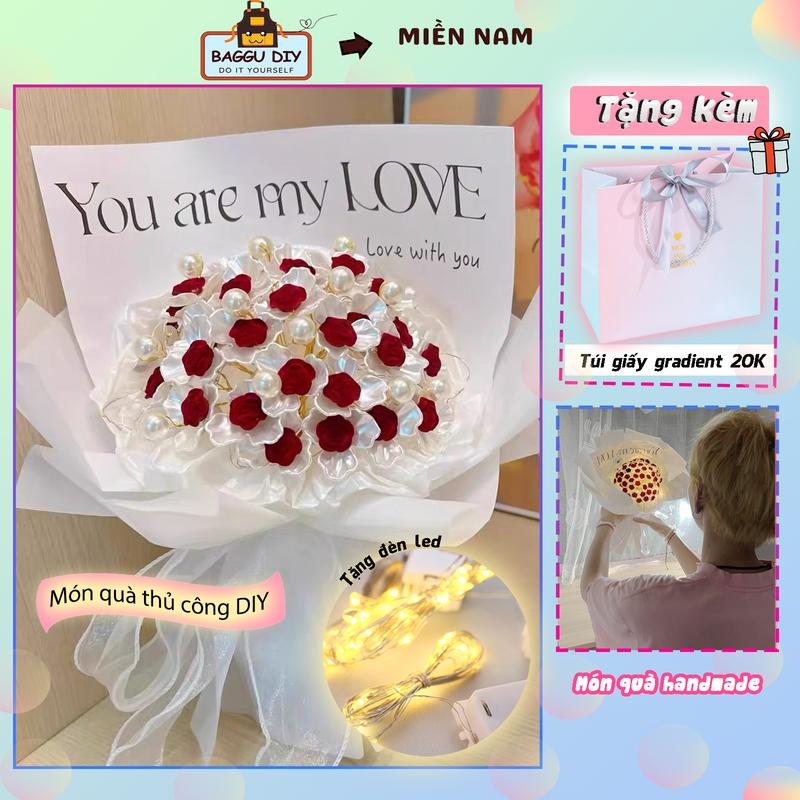 Set Nguyên Liệu Hoa Tự Làm Handmade, Món Quà Ý Nghĩa Hoa Tặng Mẹ 20/11, Người Yêu, Bạn Bè,... Nhân Dịp Lễ, 8/3, Sinh Nhật, Noel - Kèm Đầy Đủ Video Hướng Dẫn, Baggu DIY Decor Decor Phòng