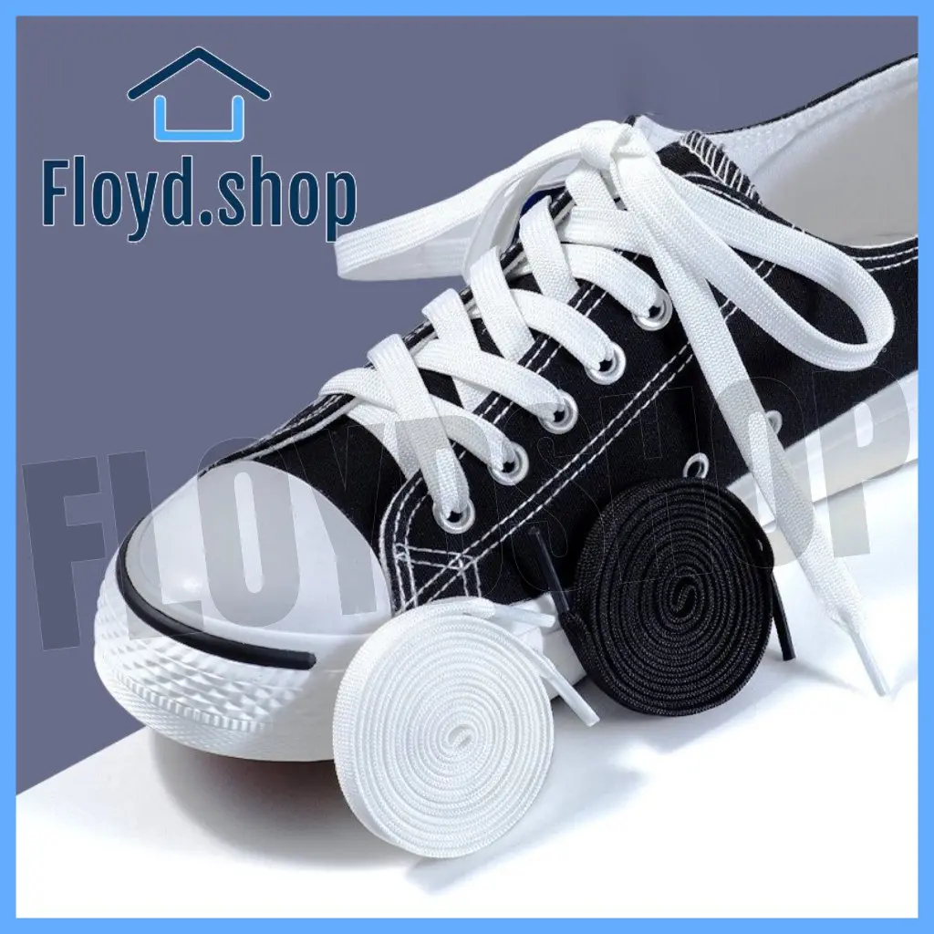 FLOYDSHOP 1pair White Cotton Flat Shoelaces Elastic Canvas Shoelaces Long Rope Sneaker Shoelaces