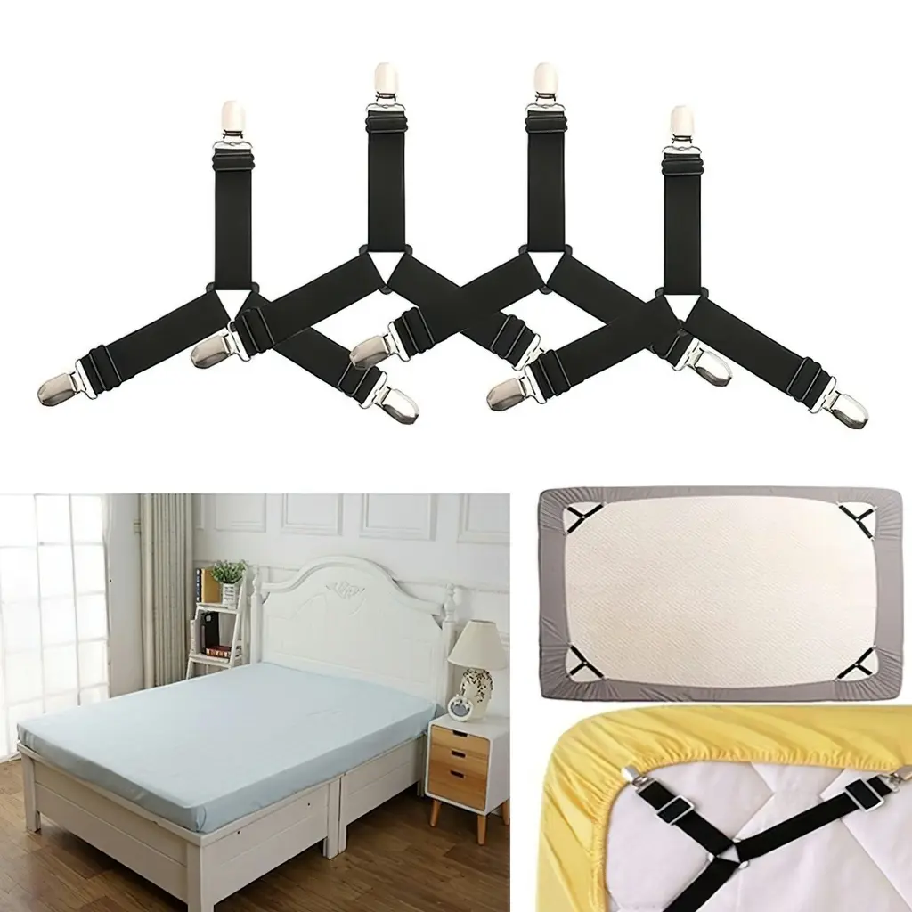 Bộ Kẹp Ga Giường Kẹp Drap Giường Nệm Giữ Cố Định Chống Xê Dịch Tụt Góc Tiện Lợi
