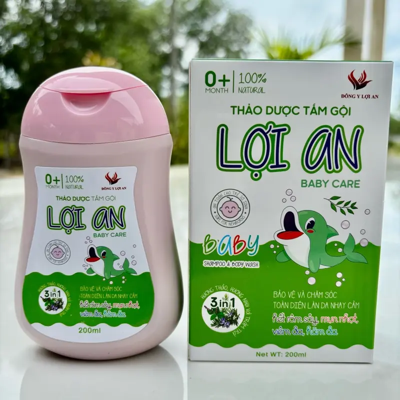 Sữa Tắm Gội Thảo Dược Lợi An Cho Bé Chính Hãng 200 ml - Hỗ trợ rôm sảy, mẫn ngứa, lông măng, vảy da đầu... nuoctam thaoduoc 0